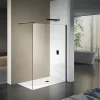 GRAND VERRE Paroi de douche 80x200 avec profilé et barre de fixation en noir mat en verre securit 8mm nano-vitrifié