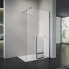 GRAND VERRE Paroi de douche avec porte-serviette 80x200 en verre clair profilé mural et barre de maintien chromés