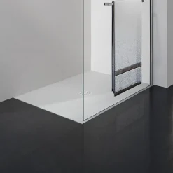 GRAND VERRE Paroi de douche avec porte-serviette 80x200 en verre clair profilé mural et barre de maintien chromés