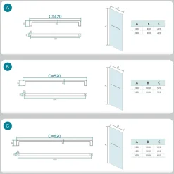 GRAND VERRE Paroi de douche avec porte-serviette 80x200 en verre clair profilé mural et barre de maintien chromés