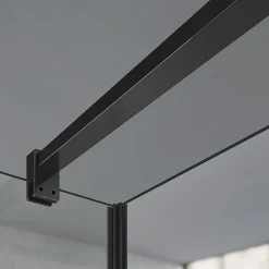 GRAND VERRE paroi de douche avec retour pivotant 70+30 cm hauteur 200 cm avec barre de fixation 90cm en noir mat