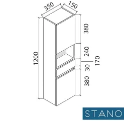 Grande armoire de rangement ESSENTIEL hauteur 120 cm melamine blanc