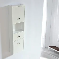 Grande armoire de rangement ARMARIA finition melamine blanc 120 cm
