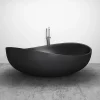 Grande Baignoire îlot moderne fonte minérale salle de bain avec bonde et trop plein - 180x110x62cm - WAVE - Noir mat