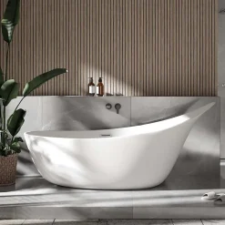 Grande Baignoire îlot sabot ovale design acrylique pour salle de bain - Blanc brillant - 190x80x83cm - Garantie 5 ans - SOPHIE