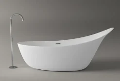 Grande Baignoire îlot sabot ovale design acrylique pour salle de bain - Blanc brillant - 190x80x83cm - Garantie 5 ans - SOPHIE