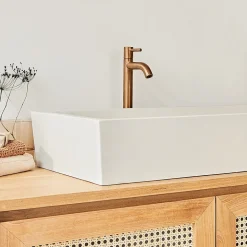 Grande vasque en béton beige 100 cm