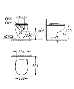 GROHE Bau Céramique Set WC suspendu sans bride 39351000