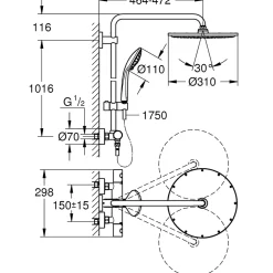 GROHE Colonne de douche thermostatique Euphoria System 310 Hard Graphite brossé 26075AL0