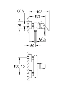GROHE Mitigeur Douche Monocommande EUROSTAR COSMOPOLITAN Chromé 32838000