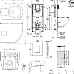 Grohe Pack WC Bâti-support Rapid SL + WC sans bride SAT + Abattant SoftClose + Plaque Noir mat (RapidSL-Project-KF0)