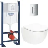 Grohe Pack WC Bâti-support autoportant Rapid SL + WC SAT Tornado sans bride + Abattant SoftClose + Plaque chrome (PROTORNADO1)