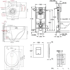 Grohe Pack WC Bâti-support autoportant Rapid SL + WC SAT Tornado sans bride + Abattant SoftClose + Plaque chrome (PROTORNADO1)