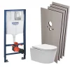 Grohe Pack WC Rapid SL + cuvette sans bride SAT, fixations cachées + plaque Skate chrome + Set habillage(RapidSL-SATrimless-sabo)