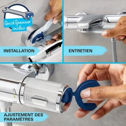 GROHE Precision Flow Mitigeur Thermostatique ensemble de douche avec barre 60cm 34800001