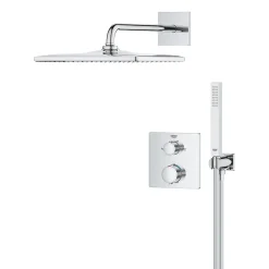 Grohe Precision Set de douche encastrée avec mitigeur thermostatique + Douche de tête + Douchette, chrome (G34881000)
