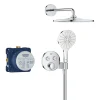 Grohe Precision SmartControl Set de douche encastrée façade thermostatique + Douche de tête + Douchette 3 jets, chrome (G34877000)