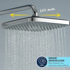 Grohe Quickfix Colonne de douche thermostatique XXL Cube 250 + Douchette 2 jets, Chrome (26696022)