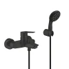 Grohe Set de douche mitigeur Bain/douche 1/2"+ Douchette 2 jets + support mural + Flexible 1750 mm, noir mat