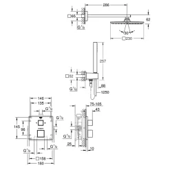 GROHE Set mitigeur de douche à encastrer Grohtherm Cube Rainshower Allure 230