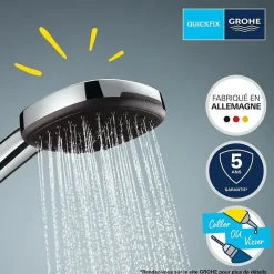Grohe Vitalio Comfort 110 Set de douche avec support mural + Douchette 2 jets, chrome (G26399001)
