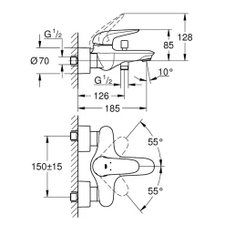 GROHE Wave Mitigeur monocommande Bain / Douche Chromé 32286001