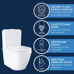 GROHE WC à poser sans bride Euro Ceramic + abattant et nettoyant