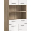 Hako - Armoire haute (L/H/P : 74x191x31 cm) en imitation chêne Sonoma clair et blanc brillant embouti