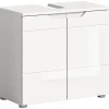 Hama - Meuble sous-lavabo (L/H/P : 63x59x34 cm) en imitation blanc et blanc brillant profond