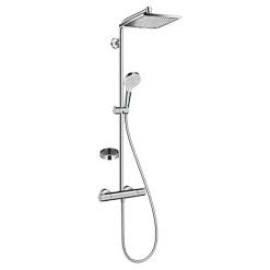 Hansgrohe Colonne de douche avec mitigeur thermostatique + Douche de tête Crometta E 240 + Douchette 2 jets + Porte savon