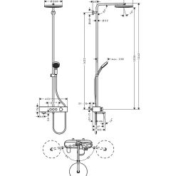 HANSGROHE Colonne de douche 260 Pulsify S avec mitigeur thermostatique de baignoire ShowerTablet Select 400 chromé 24230000