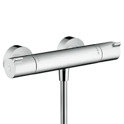 Hansgrohe Ecostat Set mitigeur thermostatique + Barre 65cm + Douchette 2 jets + Flexible, Chrome (13211000-Vernis)
