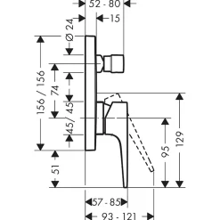 HANSGROHE Façade Metropol mitigeur bain douche encastré Aspect doré poli avec corps encastré et outil