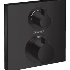 HANSGROHE Façade pour mitigeur thermostatique encastré Ecostat Square avec robinet d'arrêt et inverseur noir mat