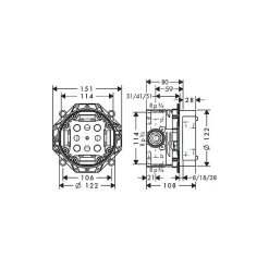 HANSGROHE Facade pour mitigeur thermostatique encastré ShowerSelect S avec 2 fonctions noir mat avec Corps encastré