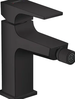 Hansgrohe Metropol Mitigeur bidet poignée manette, bonde Push-Open, Noir mat (32520670)