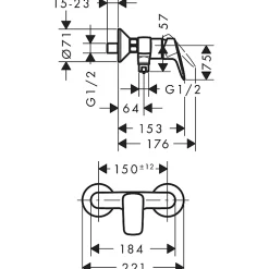 HANSGROHE Mitigeur de douche chromé Logis 71600000