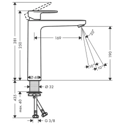 HANSGROHE Mitigeur de lavabo190 sans tirette ni vidage chromé