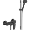 Hansgrohe Vernis Blend Set de douche avec mitigeur + Douchette à main 2 jets + Barre de douche 65 cm, Noir mat (71640670-Vernis)