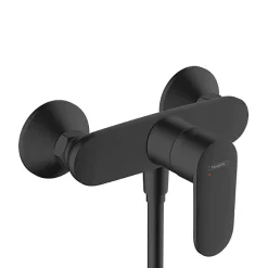 Hansgrohe Vernis Blend Set de douche avec mitigeur + Douchette à main 2 jets + Barre de douche 65 cm, Noir mat (71640670-Vernis)