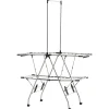 HOMCOM Séchoir à linge étendoir à vêtements pliable réglable avec barre de penderie et roulettes acier inox. PP noir
