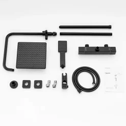 HOMELODY Colonne de Douche Thermostatique Noir, Ensemble de Douche Thermostat avec Douchette, Hauteur Réglable
