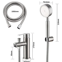 HOMELODY Robinet Salle de Bain Mitigeur de Douche avec Pommeau et Flexible Kit de Robinet Monotrou à Double Usage