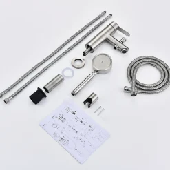 HOMELODY Robinet Salle de Bain Mitigeur de Douche avec Pommeau et Flexible Kit de Robinet Monotrou à Double Usage