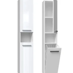 HORTI - Meuble salle de bain avec panier à linge - 31x30x174cm - Colonne rangement SDB