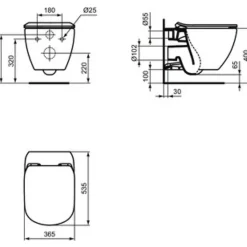 IDEAL STANDARD WC suspendu Tesi Aquablade avec abattant