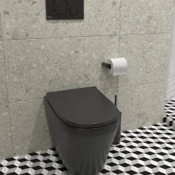 Integra WC sans bride + Abattant avec frein de chute en Duroplast, Noir mat (7041-083-6285)