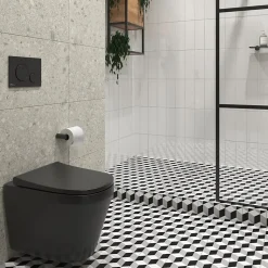 Integra WC sans bride + Abattant avec frein de chute en Duroplast, Noir mat (7041-083-6285)
