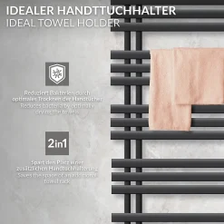 Iron EM Design Radiateur Sèche-Serviettes - 500 x 1600 mm - Anthracite - Chauffage Moderne -Radiateur