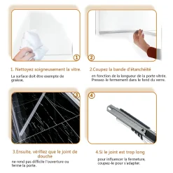 Joint de porte de douche 1000mm SIRHONA pour paroi en verre de 6mm ou 7mm